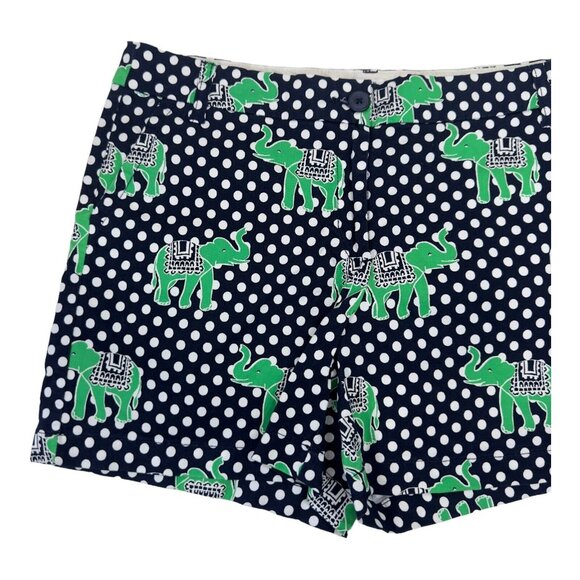 Crown & Ivy Green Elefant-Navy Polka Dot Print Chino Short Women SZ 12 Classic - Picture 8 of 11